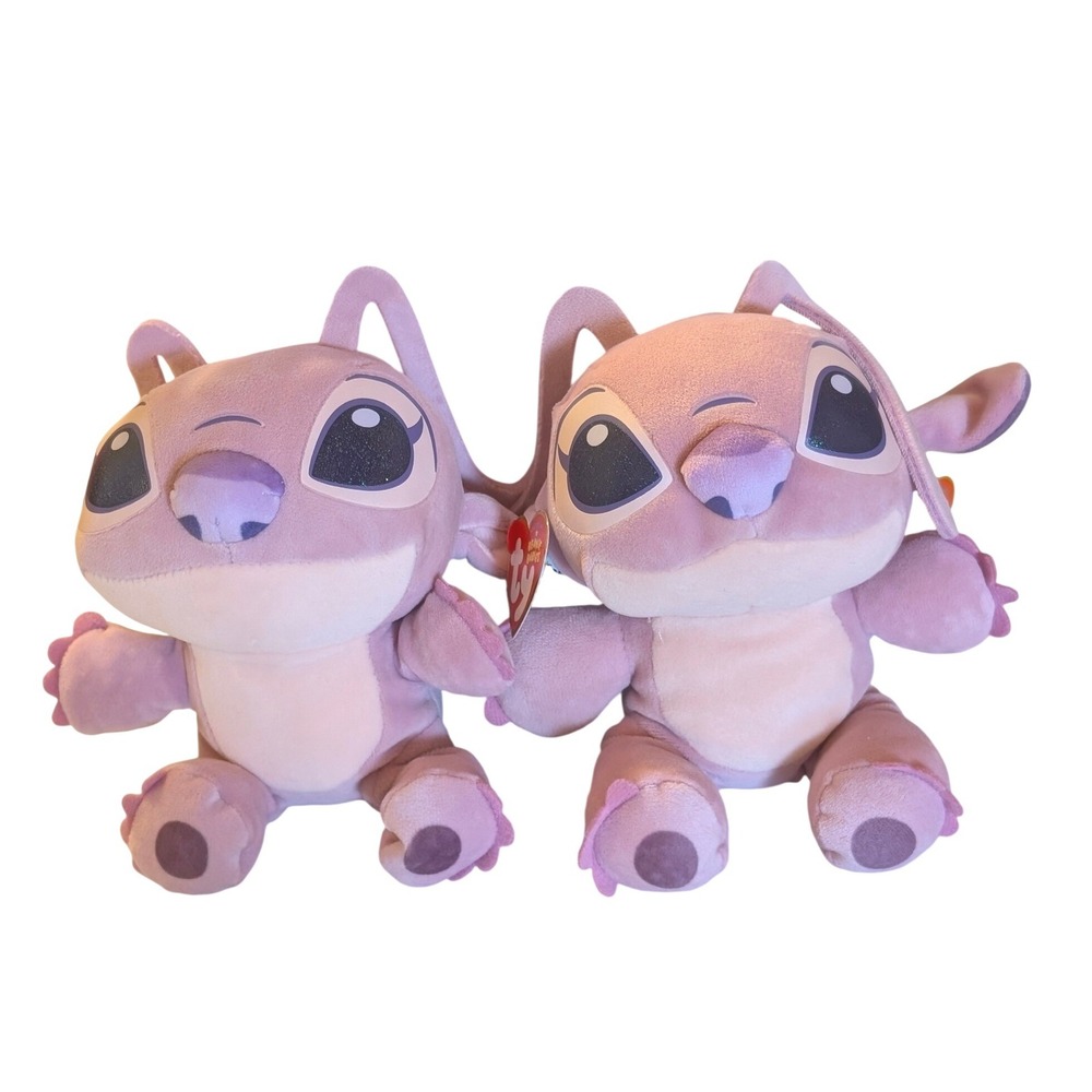 Ty Beanie Babies Disney‎ Lilo & Stitch Angel Plush Set of 2 Pink 8 Inch New